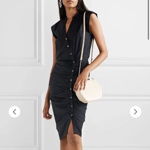 Veronica Beard Ruched Cotton-Poplin Shirt Dress